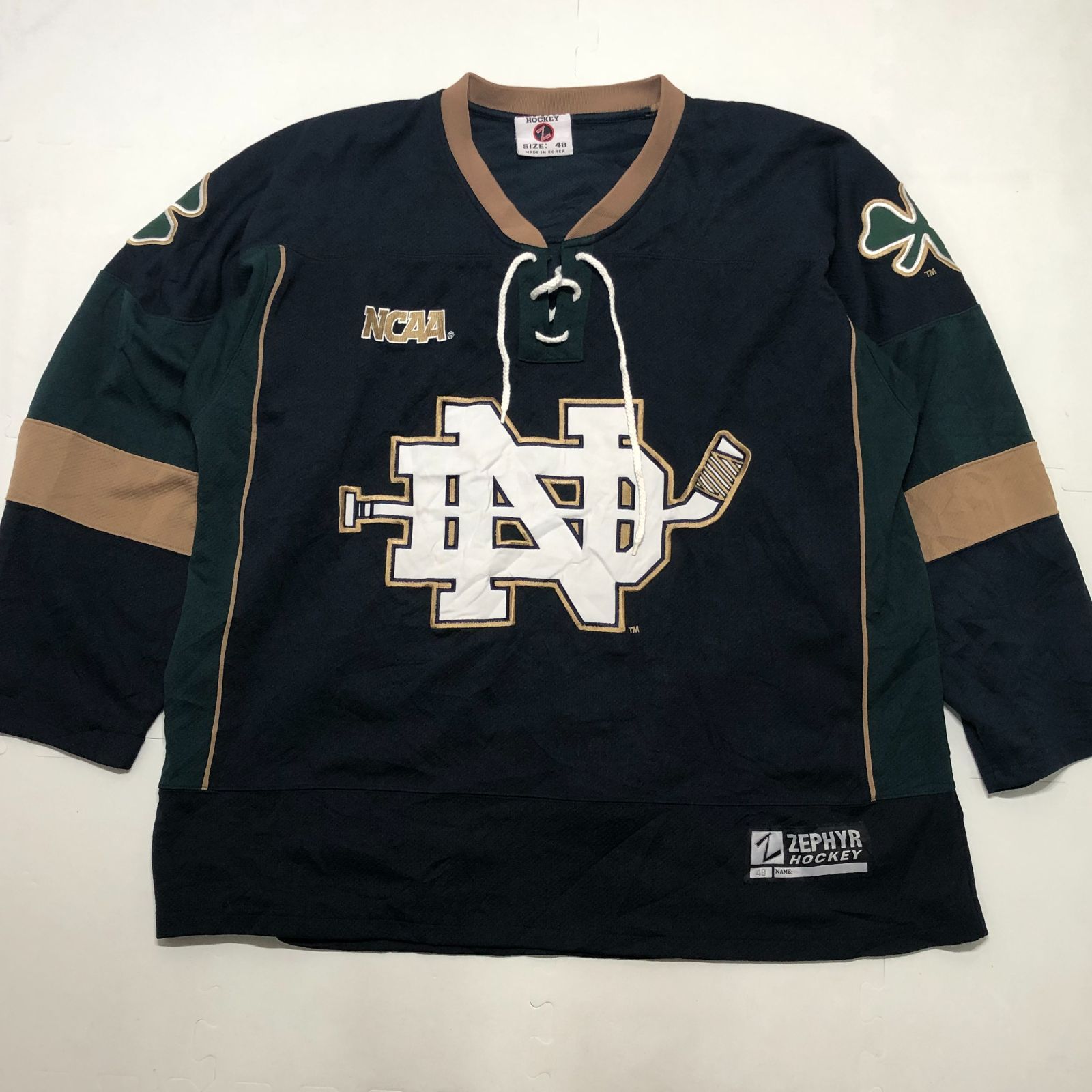 XEPHYR HOCKEY ゼファーホッケー NCAA ノートルダム大学 カレッジロゴ ホッケーシャツ メンズ48 ブラック