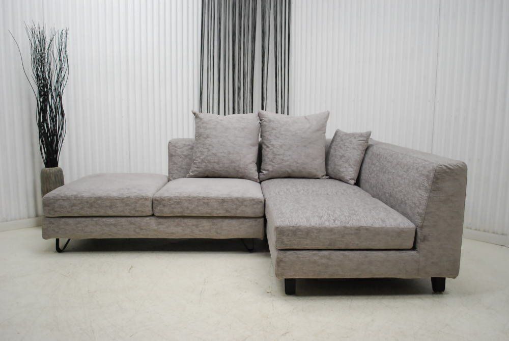 アウトレット 現品限り 一部 大 ラグジュアリーモダン L型カウチソファーセット 布製 ファブリック グレイ 240619-フォード左カウチ