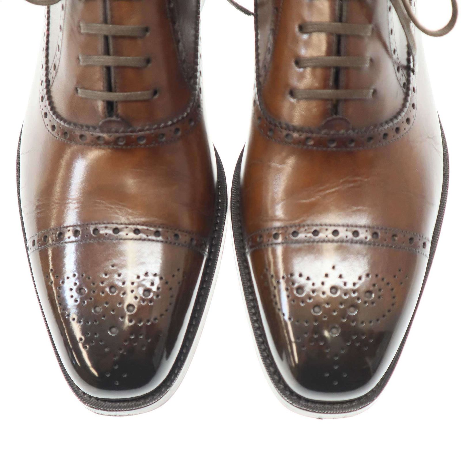 TOM FORD トム フォード メダリオン レザーシューズ ブラウン 10