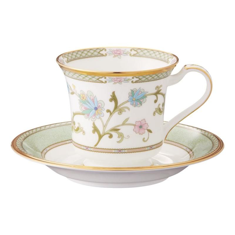 Noritake ノリタケ アメリカン カップ -amp- ソーサー 220cc ヨシノ グリーン ボーンチャイナ Y59589|9983
