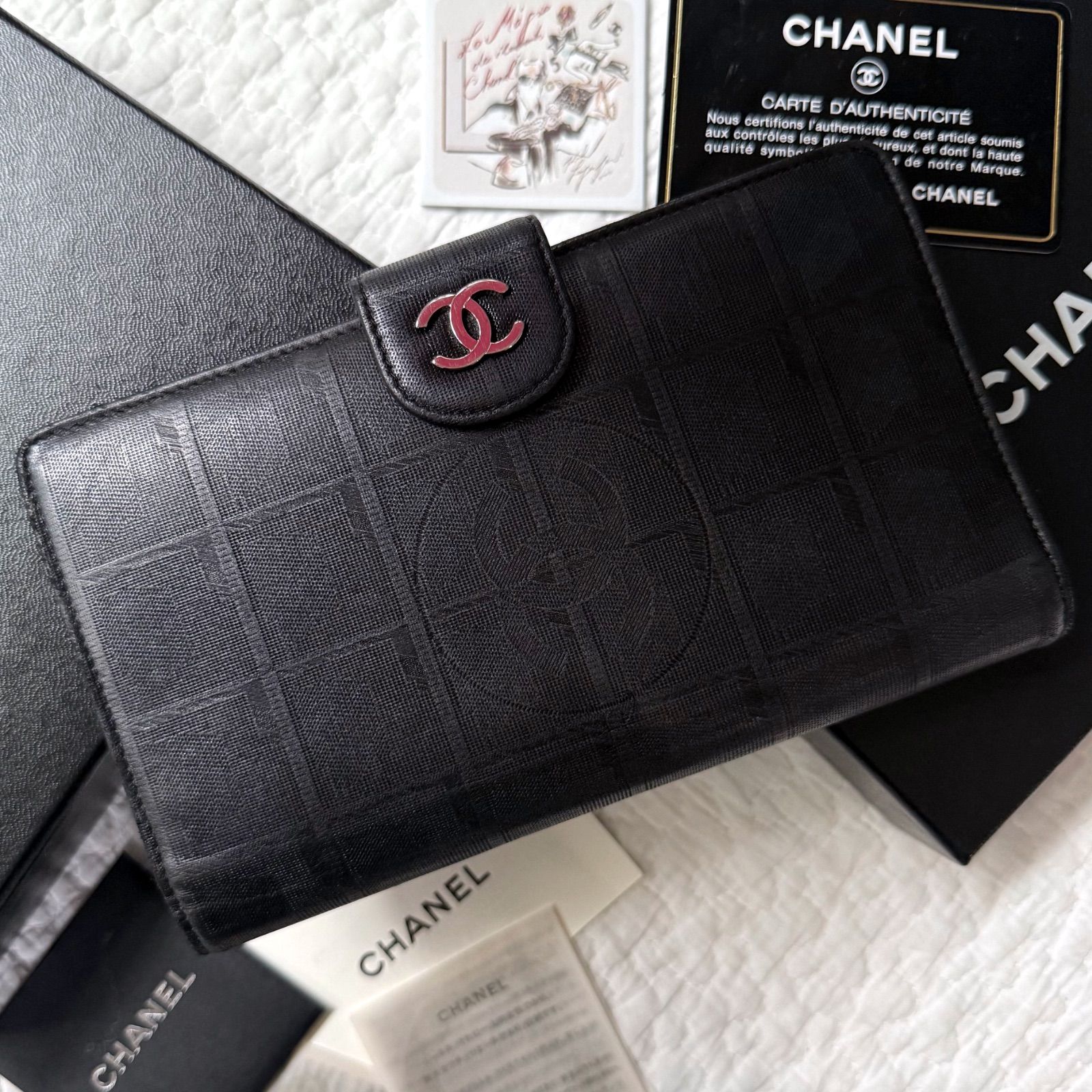 美品 CHANEL シャネル ニュートラベルライン 二つ折り長財布 箱付 希少 CHANEL シャネル ニュートラベルライン 二つ折り長財布