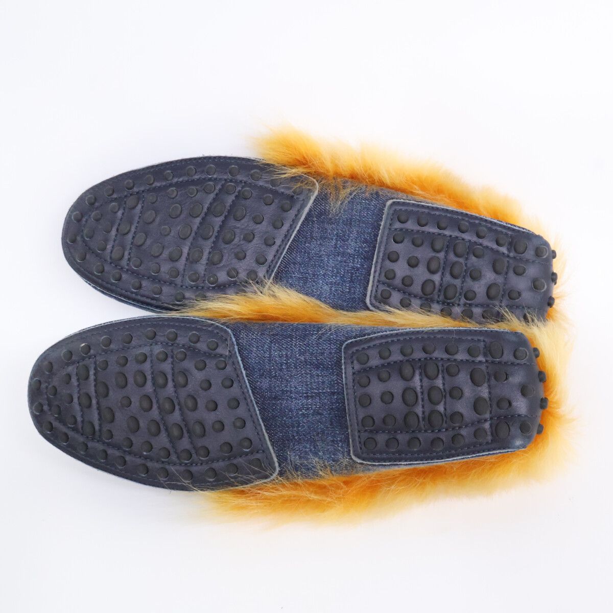 新品♡トッズ ダブルT デニム ファー ゴンミーニ ドライビングシューズ 40 TOD'S トッズ デニム/ファー ダブルT ゴンミーニ ドライビング