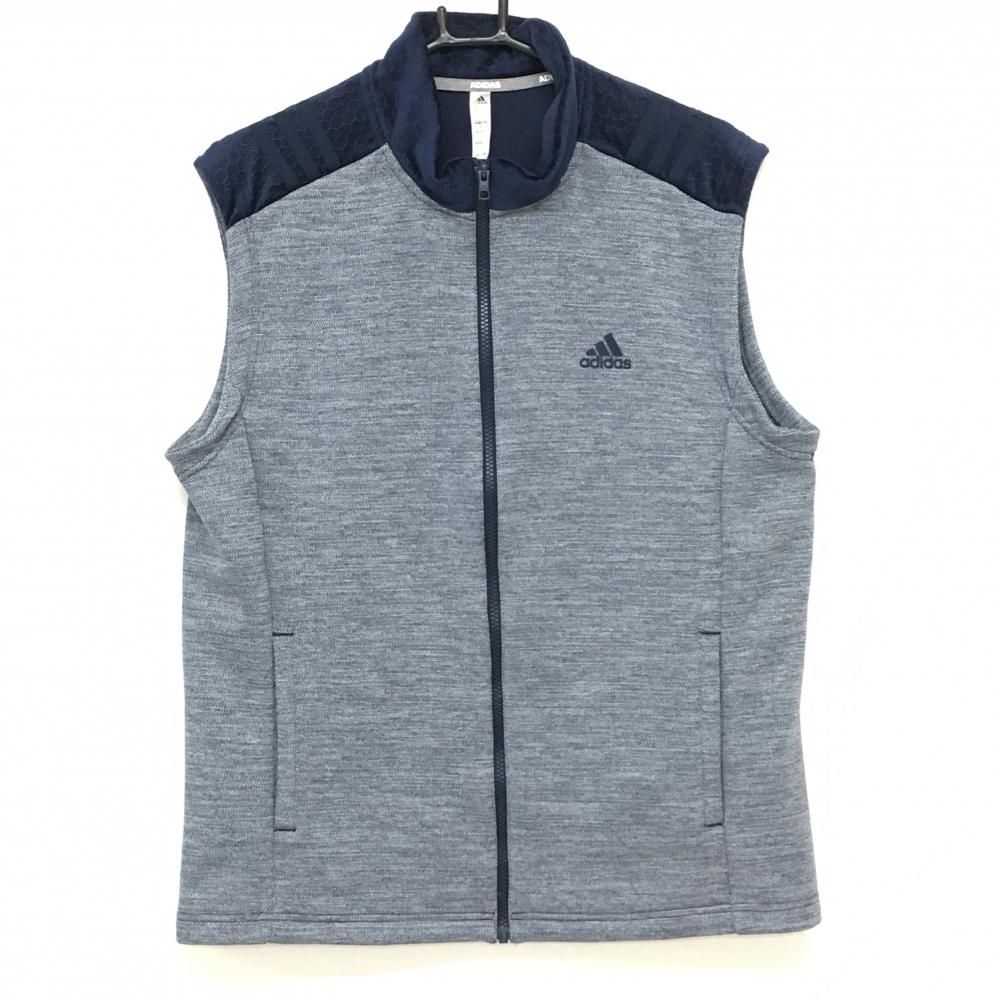 【超美品】アディダス アウターベスト 杢ネイビー 上部切替  メンズ O ゴルフウェア adidas