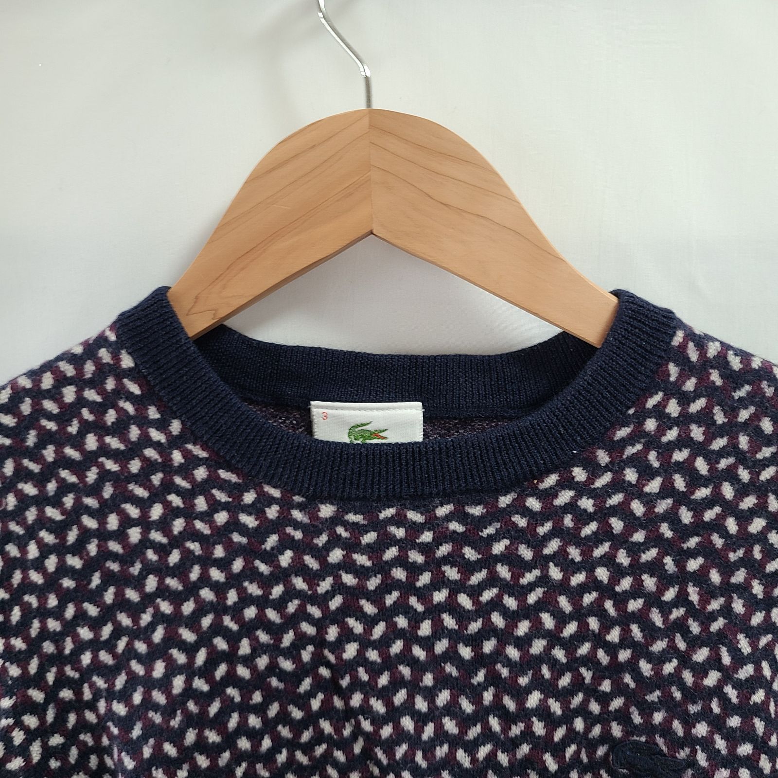 z61 【美品】LACOSTE ラコステ ニット トレーナー セーター ネイビー 