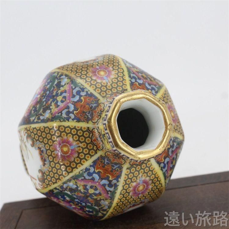 早割クーポン！ 琺瑯彩花鳥八方梅瓶 景徳鎮 美術品 現代工芸品 装飾品 陶磁器 工芸品