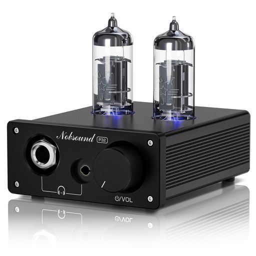NobsoundP32ミニ真空管ヘッドホンアンプ-プリアンプ6J5チューブ搭載1000mW高出力 24-600Ω対応 オペアンプ|チューブ交換 3.5mm|6.35mmAUX|RCA入力DC5V駆動コンパクトデザイン