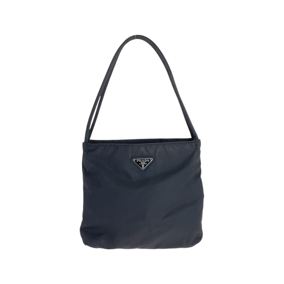 PRADA プラダ テスート 三角ロゴプレート ブラック 黒 シルバー