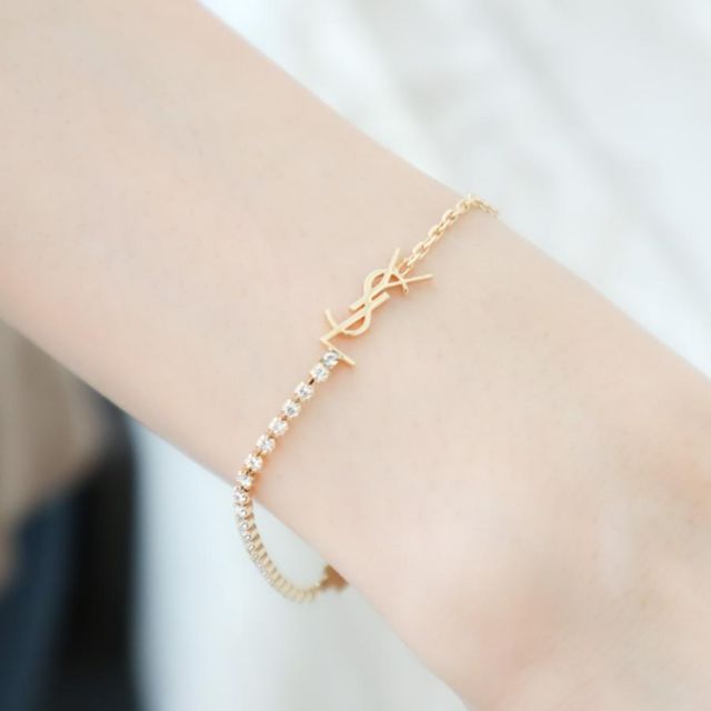 サン・ローラン ゴールドプレート パープルブレスレット SAINT LAURENT - SAINT LAURENT(サン ローラン) ロゴプレート