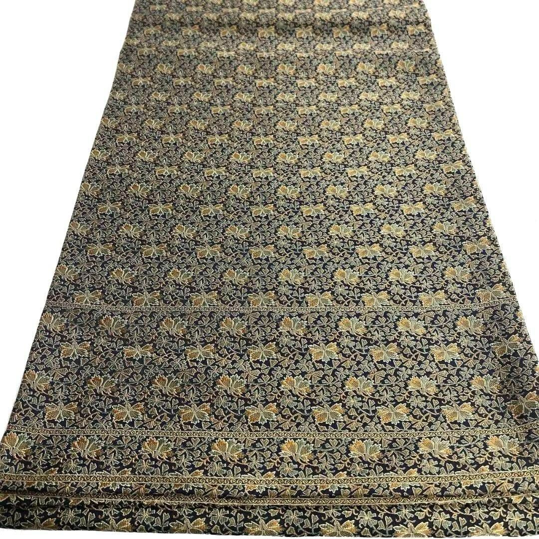 未着用 花模様 唐草 ネイビーカラー 袋帯 着物 023a p - メルカリ