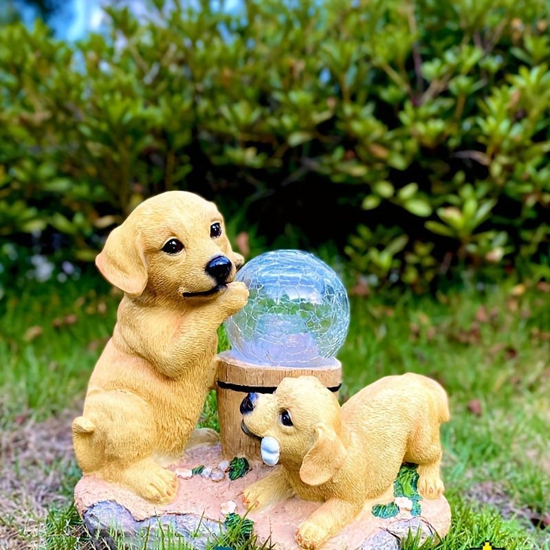 ソーラーライト ガーデンライト ガーデンオーナメント 犬 いぬ 2匹の