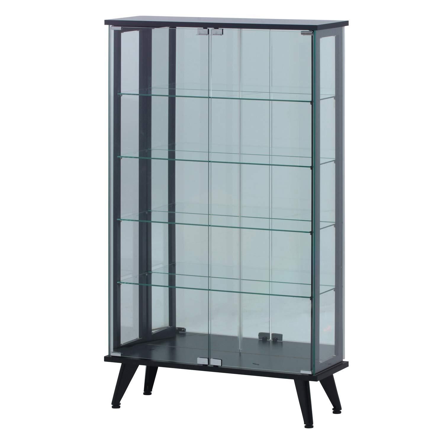 不二貿易 ケース 5段 高さ134 cm ブラック 背面ミラー 強化ガラス ディスプレイ TMG G 109 98883 配送不可