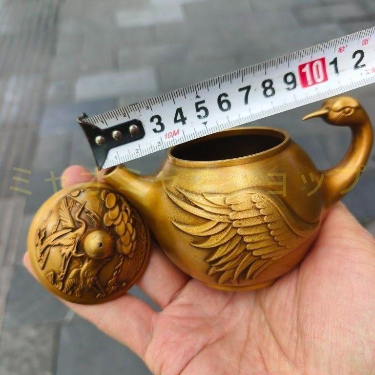 銅器 鳳凰鶴茶壺 酒壺 茶器 装飾品 工芸品 置物 - メルカリ