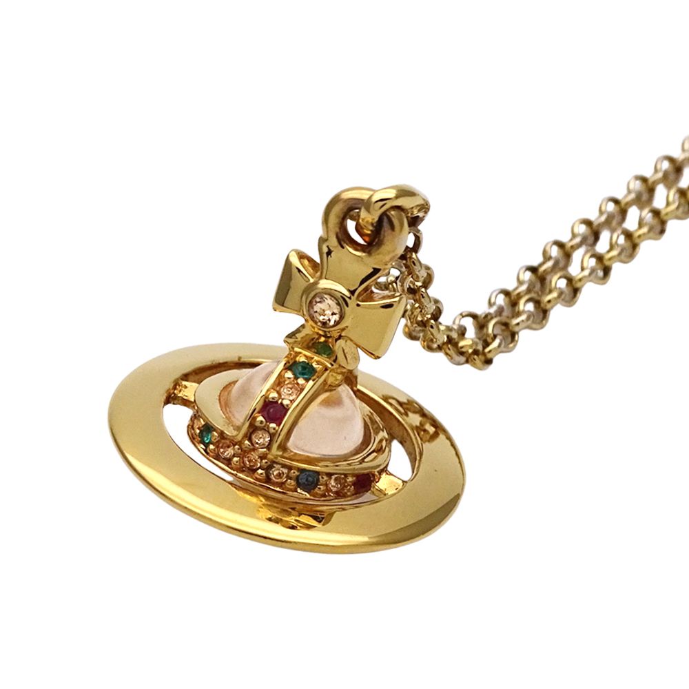 ヴィヴィアン ウエストウッド Vivienne Westwood ネックレス レディース ブランド クリスタル ラインストーン ゴールド 透明 アクセサリー ペンダント オーブ 土星 おしゃれ 可愛い