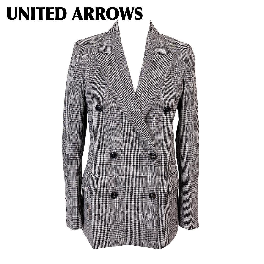 UNITED ARROWS ロングダブルジャケット 34 グレンチェック