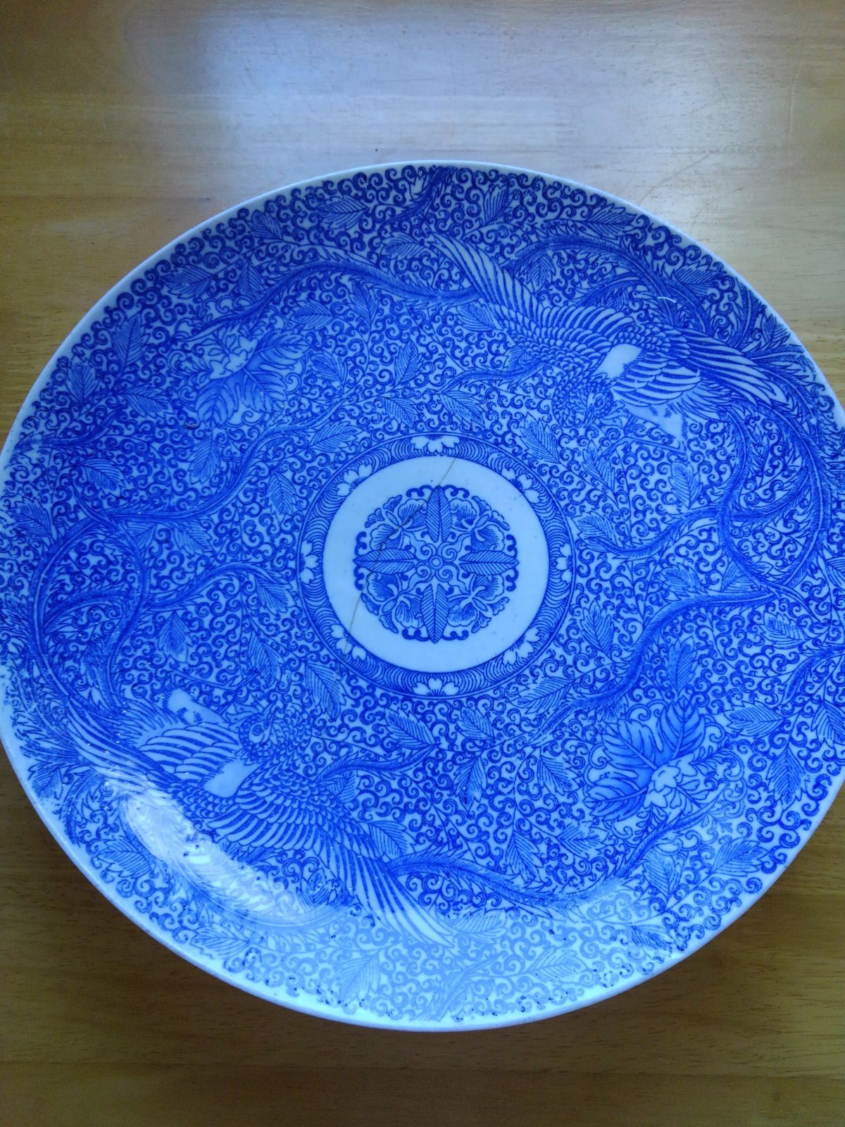 骨董品 染付 鳳凰 大皿 古伊万里 伊万里 染付 鳳凰 額皿 大皿 - 生活骨董と古布のアンティーク