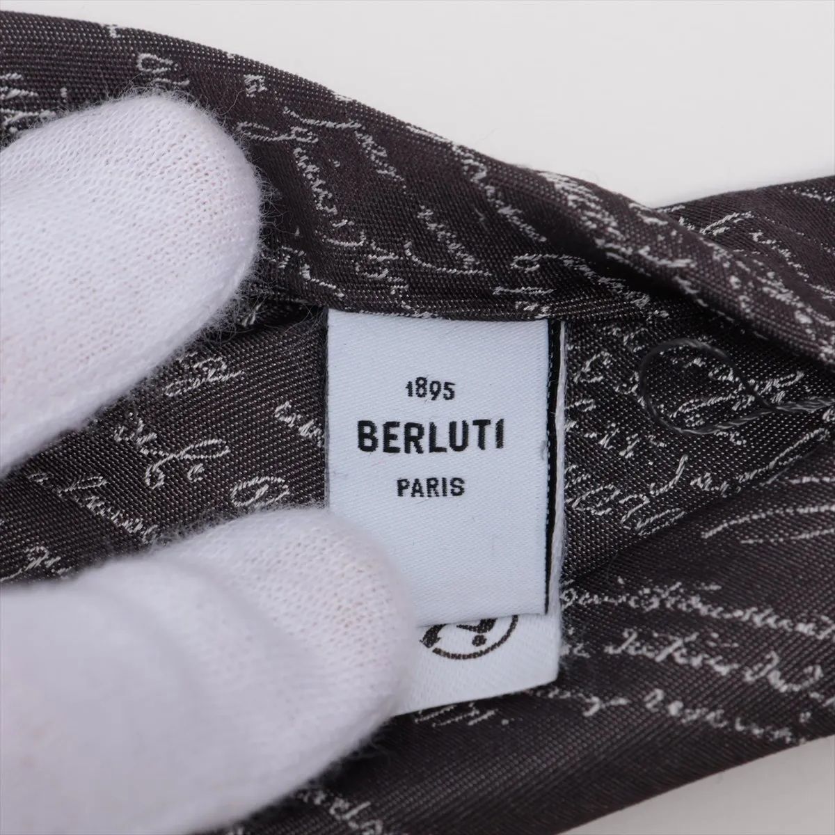 極美品 ベルルッティ カリグラフィ シルク 100％ ネクタイ グレー