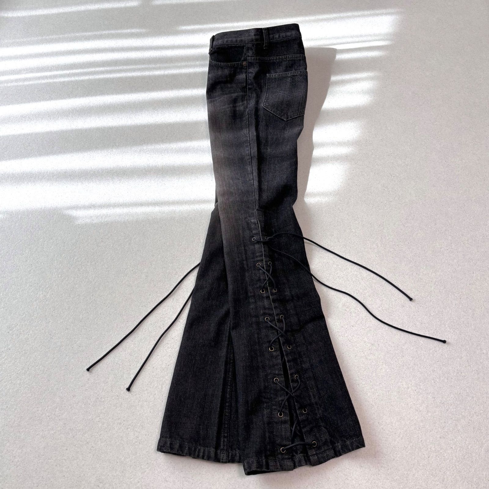 Y2K 平成 Morgan homme race up flare black denim s 00s ギャル お兄