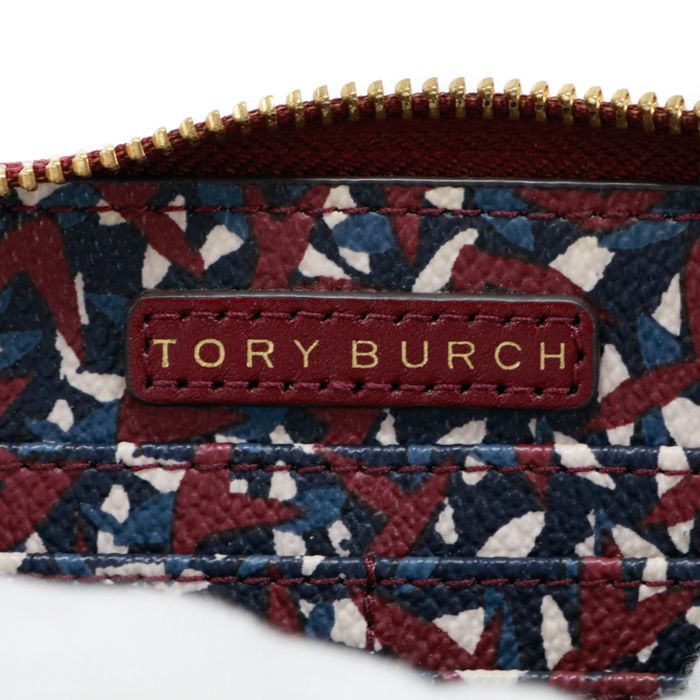 トリーバーチ TORY BURCH 長財布 レザー PVC 総柄 ゴールド金具 ラウンドファスナー レディース ボルドー / ベージュ 中古 man01030