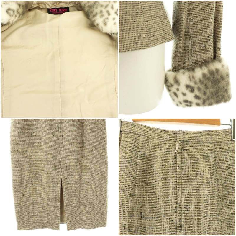 ■美品 YUKI TORII ユキトリイ ジャケットスカート セットアップスーツ ユキトリイ YUKI TORII ティペット付きセットアップ ジャケット