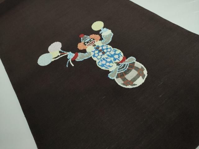 平和屋本店□極上 中国三大刺繍 総相良刺繍 総刺繍 太鼓柄袋帯 紬地  