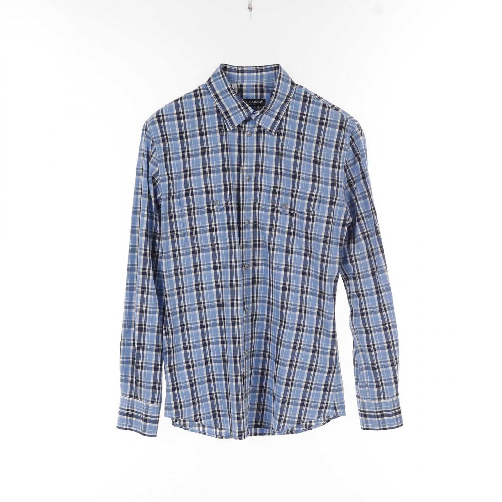 ドルチェアンドガッバーナ DOLCE - GABBANA その他トップス G5BA3T ブルー コットン チェックシャツ メンズ