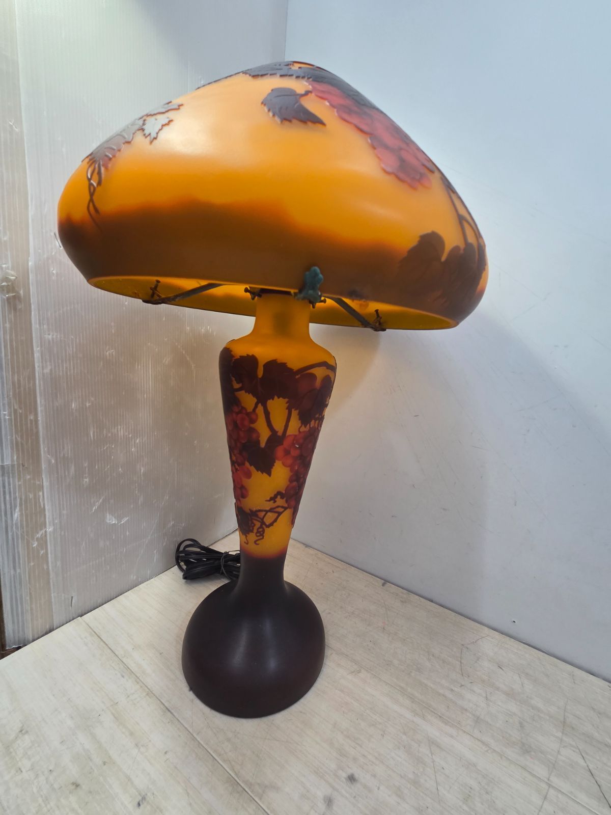 アンティーク エミール・ガレ風ランプ フロアスタンドランプ リーフ