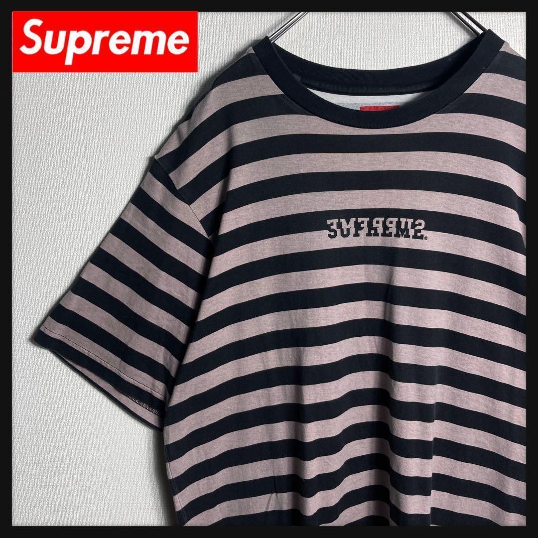 人気Lサイズ】シュプリーム センターロゴ入りボーダーTシャツ 即 人気Lサイズ】シュプリーム センターロゴ入りボーダーTシャツ 即