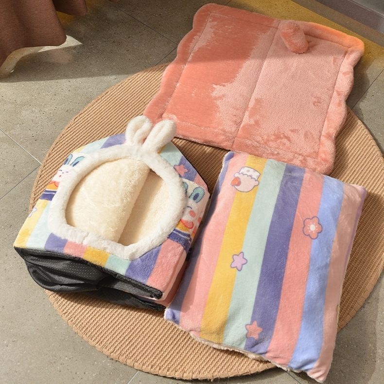 猫 犬 ベッド ペットベッド ふわふわ 暖か もこもこ キャット ペット用品 ペットハウス 滑り止め クッション マット柔らかい 秋冬 Lサイズ xzdslhp