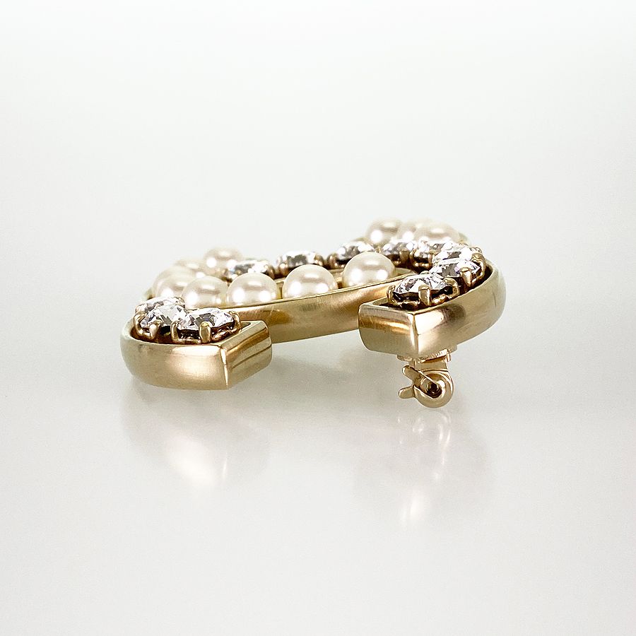RU-5603　CHANEL　ヴィンテージ　ピンブローチ　フェイクパール シャネル CHANEL GP フェイクパール ラインストーン ブローチ sh