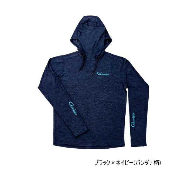≪ 25年3月新商品 ≫ がまかつ サンシェードフーディTシャツ GM-3747 ブラック×ネイビー バンダナ柄 3Lサイズ