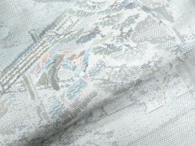 平和屋着物○都喜ヱ門 本場大島紬 白大島 7マルキ 霞草花