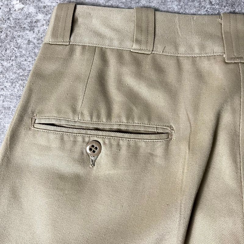 【70s古着】アメリカ軍USMC ノータックワイドストレートチノパンツ 70s 75年製 US ARMY 米軍実物 ノータック チノ パンツ 30 32