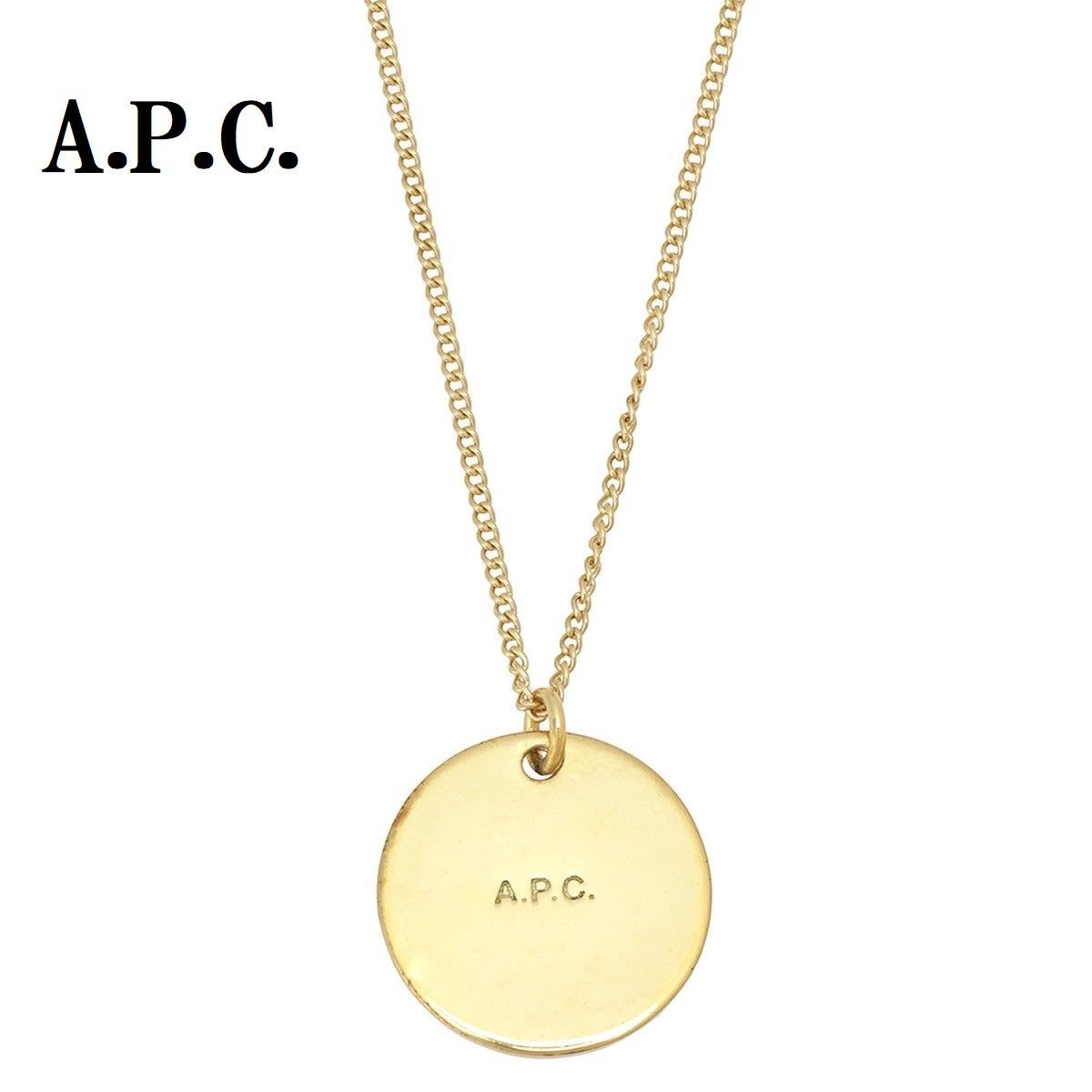 A.P.C. アーペーセー ELOI ネックレス ロゴ 刻印 メダル ゴールド