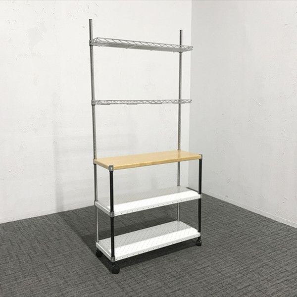 メタルラック 天地3段 ホームエレクター キャスター付 ERECTA エレクタ シルバー