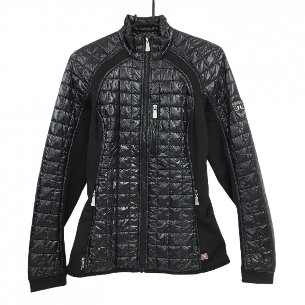 ジェイリンドバーグ 切替中綿ジャケット ネイビー×黒 キルティング 一部切替 レディース M ゴルフウェア J．LINDEBERG