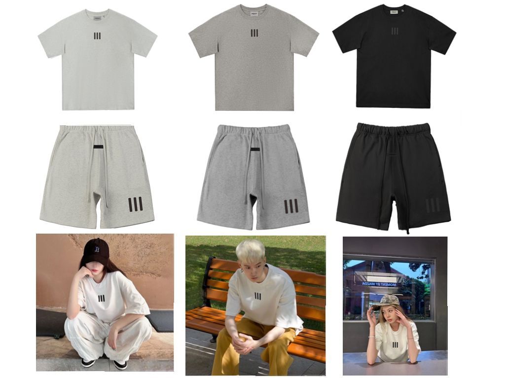 FOG ESSENTIALS エッセンシャルズ Tシャツ 男女兼用2点セット カジュアル 半袖 S M L XL ブラック グレー ホワイトショートパンツ・ハーフパンツメンズ レディースストリートファッション カジュアルファッション6265