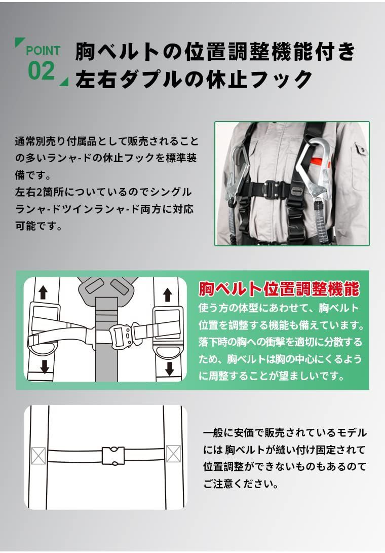 安全帯-腰パッド付き腹部とDリング 新規格