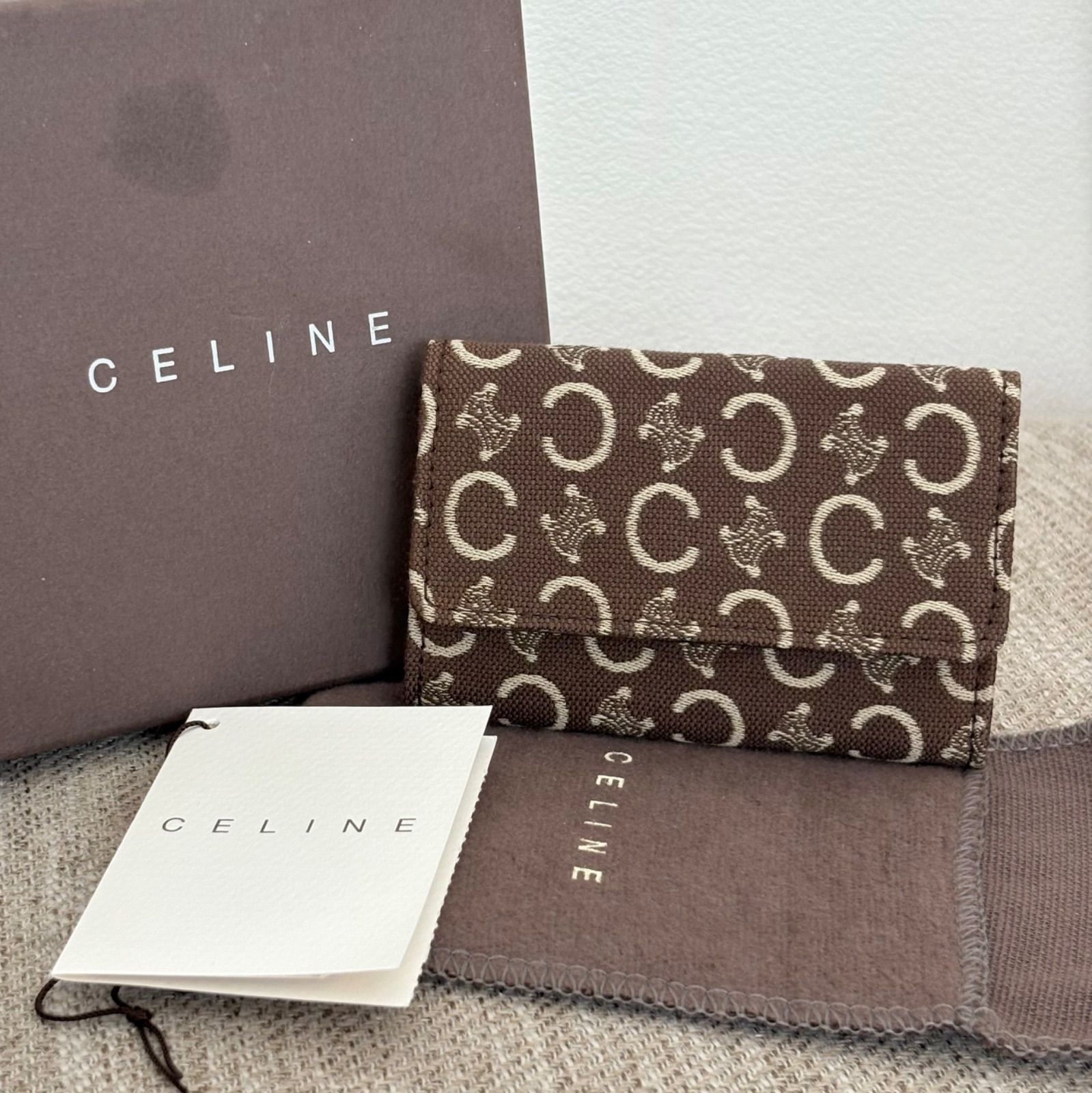 き セリーヌ Cマカダム キャンバス 6連キーケース 鍵入れ レディース ブラウン系 Celine Vintage Brown Key-case Key-h er 22147