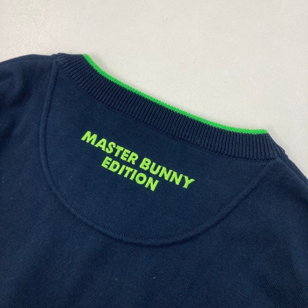 サイズ：4 MASTER BUNNY EDITION マスターバニーエディション  ニットベスト  ネイビー系 [240101423593] ゴルフウェア メンズ ストスト サイズ：4 MASTER BUNNY EDITION マスターバニーエディション