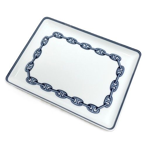 HERMES エルメス シェーヌダンクル  スクエア トレイ 陶磁器　お皿 HERMES エルメス シェーヌダンクル スクエア トレイ 陶磁器 お皿