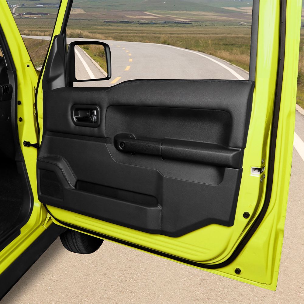 25年式ジムニー JB64 JB74 JC74用 前ドア防踢ガード 皮革製 前扉キックガード 黒 4点セット 車内保護