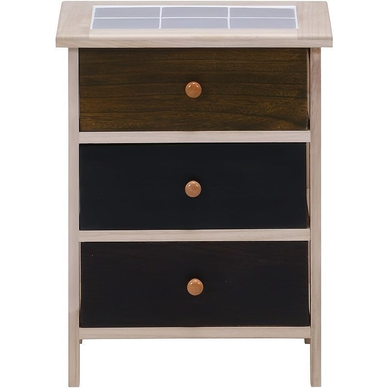 タンス チェスト 収納ケース 3段 幅40×奥行30×高さ52cm カラフル 桐製 タイル天板 防虫防湿効果 完成品 リビング ダイニング 玄関 洋服タンス 小物収納 寝室 一人暮らし おしゃれ アンティーク おしゃれ 移動 子ども 軽い クローゼット MARWIL-DEMENAGEMENTS_CH