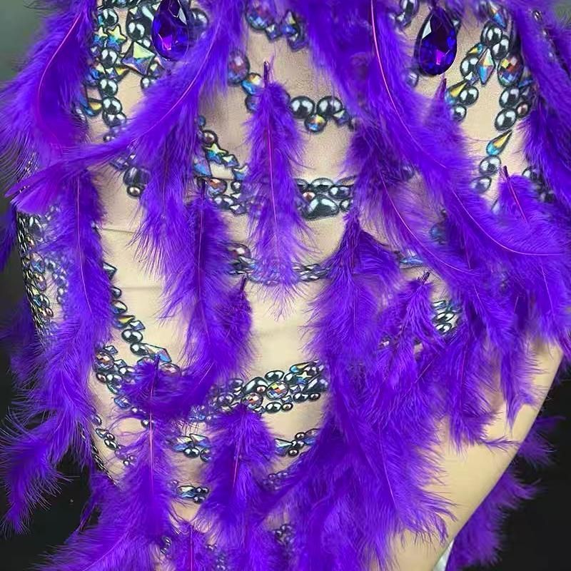 ♥ ベリーダンス衣装 ブラベルトスカートセット パープル オーダーメイド パープルの羽根