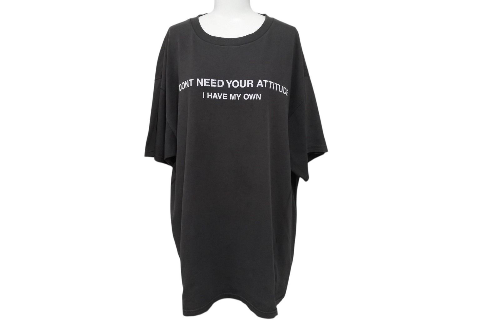 VINTAGE ヴィンテージ I DONT NEED YOUR ATTITUDE I HAVE MY OWN メッセージTシャツ サイズXL フェードブラック 4b001528