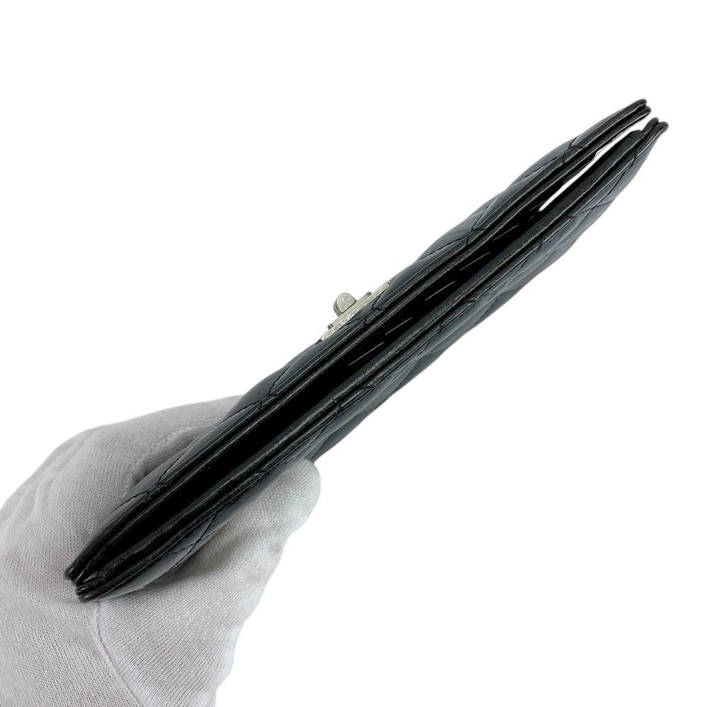 □新同□ シャネル 2.55 マトラッセ 長財布 財布 レザー ブラック  