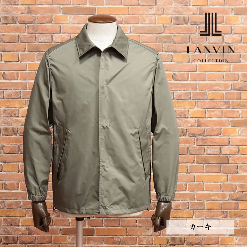春夏/LANVIN COLLECTION/50サイズ/日本製コーチジャケット 撥水 軽量ポリ ツイル バックプリント ストリート 新品/カーキ/ib154/