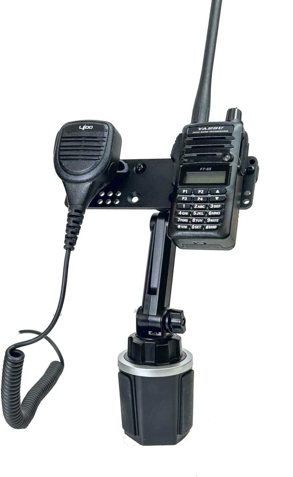 Lido カップホルダーマウント 高さ調整とマイクホルダー付き Anytone BaoFeng Icom Kenwood Yaesu Wouxon HT用