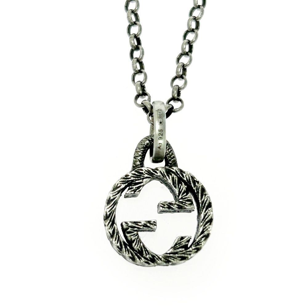 GUCCI グッチ シルバー インターロッキングG アラベスク ネックレス