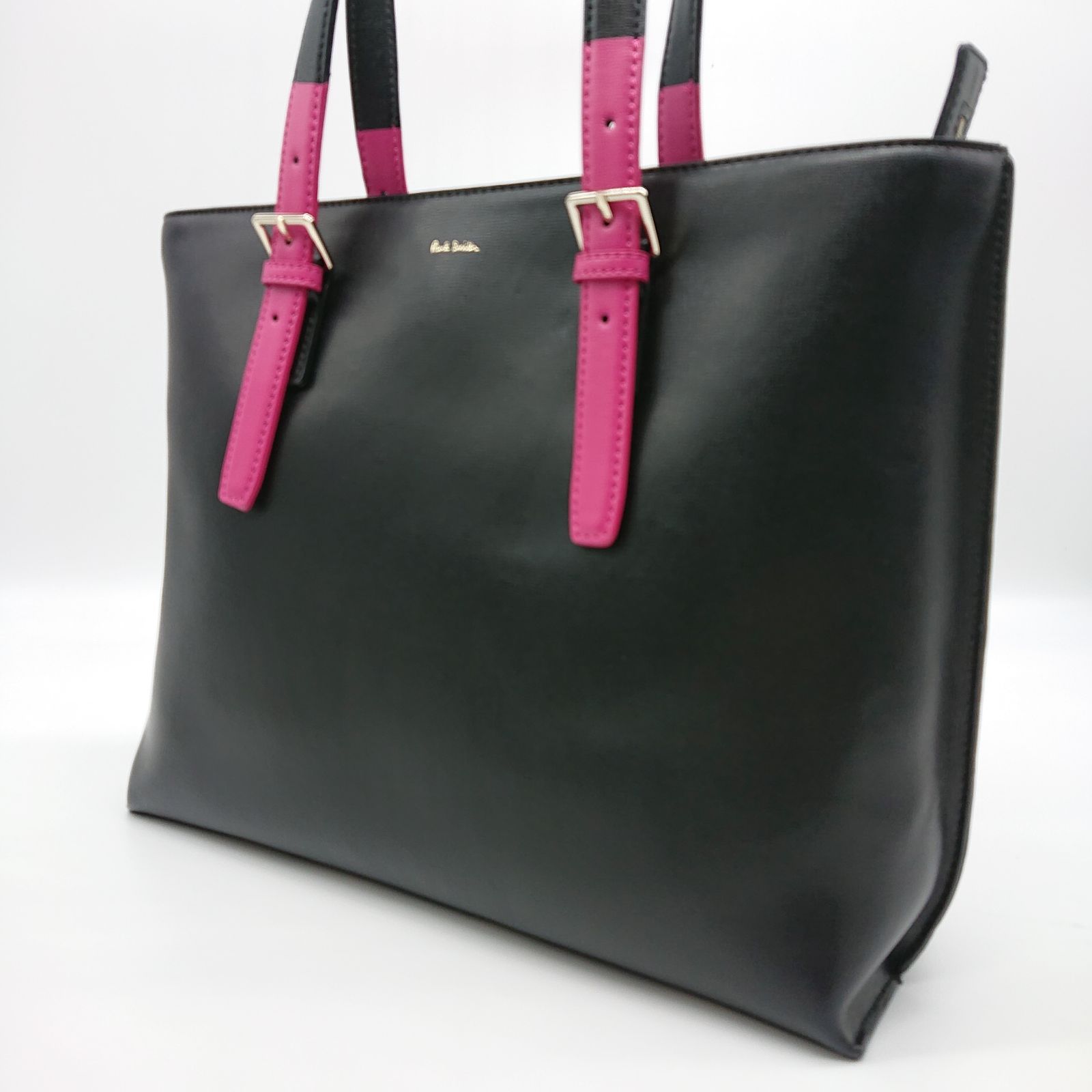ポールスミス トートバッグ ブラック ピンク A4収納可能
