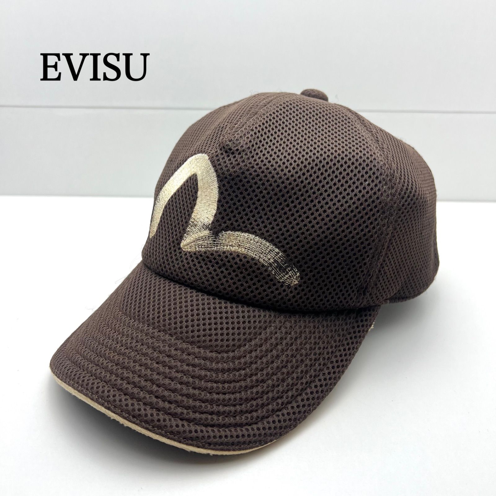 EVISUメッシュキャップ　イエロー×ブラウン EVISU KAMOME MESH CAP brown F エビス エヴィス メッシュ